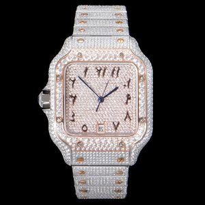 Diamond Mens Watch Automatic Mechanical Watch 40mm med diamantspäckt stålarmband armbandsurbusiner armbandsur Montre de luxedwjd1134