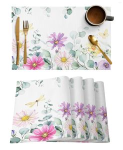 Tischsets, 4/6 Stück, idyllische Wildblumenblätter, Küchen-Tischset, Weihnachts-Ess-Dekoration, Matte für Zuhause, Schüssel, Tasse