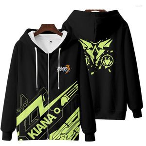 Erkek Hoodies 2023 Anime Karikatür Honkai Etki 3 Erkek Kadın 3D Fermuar Sweatshirts Baskı Unisex Trachsuit Cosplay Giyim Moda