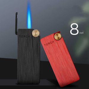 2021 Ultra-thin Metal Flint Lighters No Gas Lighter Butane Turbo Jet Cigar Cigarettes Windproof Gadgets For Men ULE5