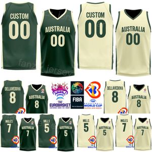 Tryck Australien basket basket världscup 6 Josh Green Jerseys 2 Matisse Thybulle 26 Duop Rath Ben Simmons 25 6 Andrew Bogut 8 Matthew Dellavedova Green Beige Team Color