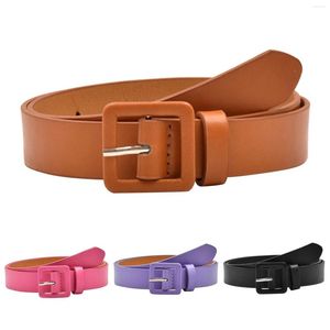 Belts Faux Leather Women's Belt Fashion Solid Color Small Square Button Versatile Slide Video Game For Men