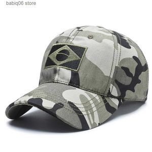 Berretti da baseball Army Camouflage Berretto da baseball maschile da uomo ricamato bandiera del Brasile Sport all'aria aperta tattico papà cappelli da caccia casual T230728