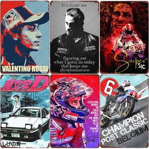 Placa de motociclista Great Racer Vintage Metal Signs Pub Club Decor Man Cave Adesivo de parede Motor Racing Tin Posters Garage Man Cave Home Wall Deco Tamanho 30X20CM w01