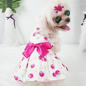 Dog Apparel Summer Pet Dress Bow Tie Accessories Floral Skirt Clothing Cat Cute Decoration Costume Clothes