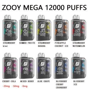 ZOOY MEGA 12K PUFF12000 EタバコパフVape使い捨てパフ9000トルネード9Kパフバー充電式バッテリー0％2％3％5％Vape Pen Kitプレフィルドカートポッド12K