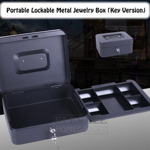 High Quality 6-8-10 Portable Jewelry Safe Box Cash Storage Box With 2 Keys And Tray Lockable Security Safe Box Durable Steel2778