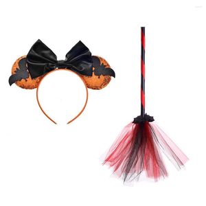 Grampos de cabelo HIDOBY Halloween Acessórios Bow Bat Headband Holiday Dress Up Devil Prank