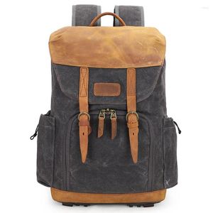 Backpack DSLR Camera Bag Waterproof Batik Canvas Po Stand-up Multi-functional Retro Shoulder Pography