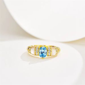 Womens Rings Independent Designer Sea Blue Treasure White Shell Ring S925 Silver Plating Material Electroplated Thick Gold Solid Silver Ring