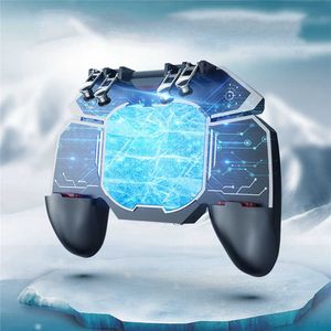 Spelkontroller Joysticks för Android/iOS Mobiltelefon Game Controller med Cooling Fan Six Finger GamePad Joystick för PUBG Mobile Game Accessories HKD230901