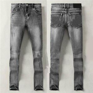 2021SS Winter Autumn Mens Jeans Gray Bags Designer Brand Famous Slim-Ben Pants Men Elastic Black Friday Högkvalitativ byxor WASH287M