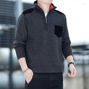 Erkek Sweaters 2023 Sonbahar Gençlik Moda İş Basit Uzun Kollu Örgü Külot Gevşek Sıradan Alt Gömlek