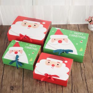 10pcs Square 메리 크리스마스 선물 랩 및 종이 포장 상자 산타 클로스 호의 선물 가방 해피 새해 초콜릿 사탕 박스 zz