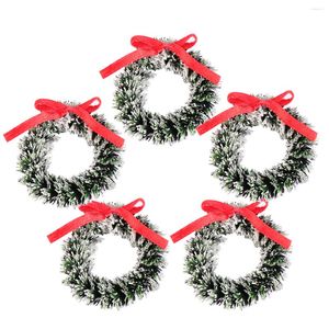 Decorative Flowers 5 Pcs Christmas Wreath Bow Garland Decor Po Prop Small Iron Artificial