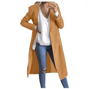 Women's Trench Coats Long Coat Jackets Faux Wool Thin Jacket Ladies Slim Solid Overcoat Temperament Shear For Women