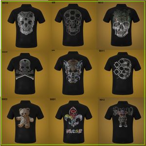 PP Мужская рубашка поло в летнем черепе Diamond Phillip Plain Designer Comput The Harajuku Tee Tee Brand Skulls Print Tops Streetwear Pp6168