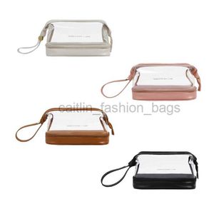 Totes Large travel toilet makeup bag Double layer portable PU leather Transparent storage caitlin_fashion_ bags