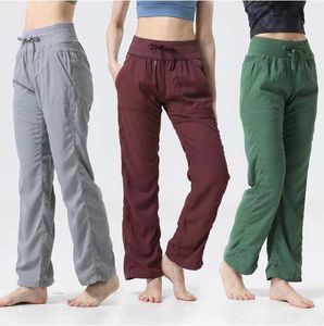 LU-2023 Breathable sweatpants women jog fast dry slim loose running workout baggy pants pocket slacks