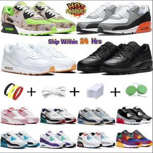 Wolf Gray Camo Air Cushion 90 Shoes 90s Triple White Black Infrared Green Glow Cool Hyper Grape Laser Blue Mens Trainer Outdoor Sneakers