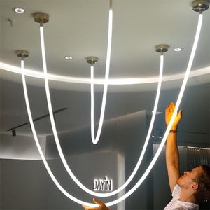 Pendelleuchten Moderne LED-Leuchten Silikon 360-Grad-Lichtemission für Wohnzimmer Restaurantabteilung El Büro Kronleuchter
