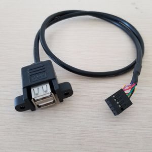 Host-Gehäuse-Mainboard. Internes USB-9-Pin-zu-2-Port-A-Buchsen-Schraubpanel-Kabel