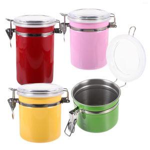 Storage Bottles Kitchen Jar Stainless Steel Canisters Countertop Airtight Supplies Sealed Coffee Bean Accessories