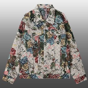 Herrjackor Jaqueta Masculina 2023 Autumn Retro Flower Mönster Jacka mode LAPEL COER Män Erkekler Ceket Business Man 230831