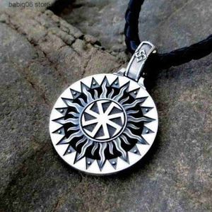 Hänghalsband Kolovrat Sun Symbol Pendant Slavic Amulet Pagan Solar Slavic Wheel Viking Pendant Talisman Necklace For Men Gifts T230907