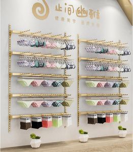 Cabides Lingerie Loja Ajustável Prateleira Display Stand Aço Inoxidável Sutiã Calcinha Meias Rack Gancho de Parede Roupa Interior