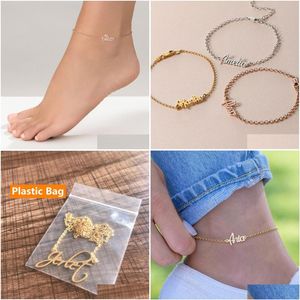 Anklets Custom Nameplate Ankle Bracelet Femme Personalized Name Anklet Stainless Steel Leg Chain Daily Wearing Foot Jewelry T200901 Dr Dhpqd