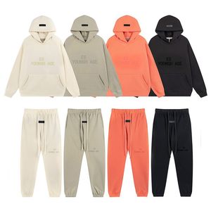 Designer Mens Mulheres Tracksuits Hoodies Pequeno Logotipo Preto Laranja Cáqui e Damasco Cor Pulôver Tech Fleece Terry Tecido Casual Rua Lazer Moda Streetwear