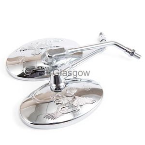 Motocyklowe lusterka uniwersalne Owalne lusterka boczne Chrome Chrome 10 mm motocykl dla Yamaha XT 600 Virago 125 535 1100 Vmax 1200 x0901