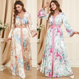 Ropa étnica Damas elegantes vestidos de verano de manga larga para mujeres 2023 Casual Tamaño grande Robe Muslim Abaya en ventas con