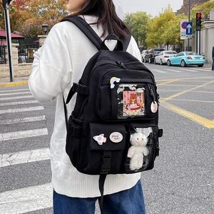 Schultaschen, niedlicher Mädchen-wasserdichter Multi-Pocket-Nylon-Rucksack für Studentin, weiblich, Kawaii-Laptop-Buch-Pack