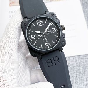 2023 Herren-Armbanduhren, automatische mechanische Uhr, Glocke, braunes Leder, schwarzer Gummi, Ross-Multifunktions-Six-Stitches-Uhren, Herren-Armbanduhr