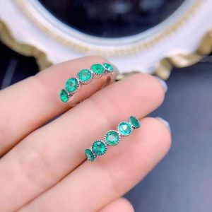 Dangle Küpeler Yulem 3mm Doğal Emerald Stud için Parti Katı 925 Gümüş Brithday Hediye Kadın