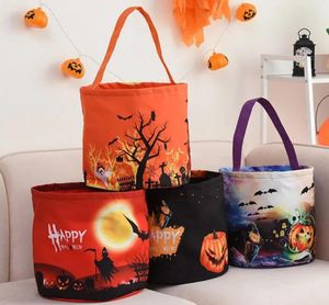 Nuovo secchiello per caramelle di Halloween con luce a LED Cestino di Halloween Borse per dolcetto o scherzetto Tote bag riutilizzabile Cesti regalo di caramelle di zucca per bambini Forniture per feste Bomboniere 0901