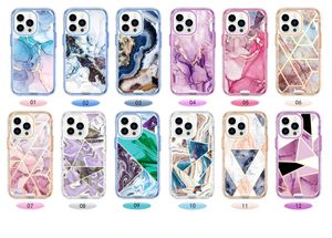 Luxury Marble IMD Strong Phone Cases for iPhone 15Pro Max 14 13 12 11 Pro Max XR XS 3 in 1 Militray Shockproof Heavy Duty Cell phone Cover
