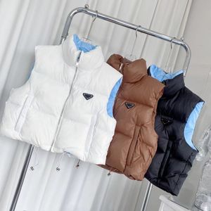 2023 Bomullsvästar Down Jackets Women Designer Winter Warm Classic Logo White Brown and Black Color Coats SZFP07169 Casual Womens Leisure Cotton Vest Short Coat