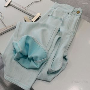 Jeans da donna a vita alta cadenti dimagranti e gamba larga per le donne pantaloni dritti in denim blu chiaro 2023 primavera estate