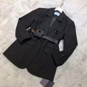 Fashion Casual Women Blazers Designer Suit retro jednokierunkowy płaszcze biurowe z długim rękawem z paskiem3419