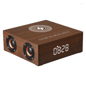 Zegary stołowe Bluetooth bezprzewodowy głośnik TF PC TV Desktop Drewniany subwoofer LED Digital Clock Bedside Alarm Aux FM