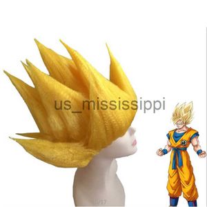 Cosplay Wigs Son Goku Cosplay Wig Black Yellow Red Blue Halloween Role Play Hair Short Carnival Performance Accessories Props 2022 x0901