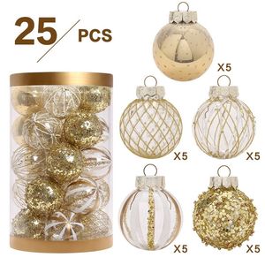 Andra evenemangsfestleveranser Glod julboll 6 cm transparent plast Baubles Xmas Tree Decorations Adornos Navidad Year Sale Christmas Ornament 230831