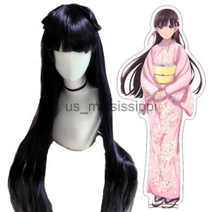 Cosplay peruki anime moje szczęśliwe małżeństwo miyo saimori cosplay Wig kimono różowe długie syntetyczne włosy halloweenowe peruki kobiety x0901