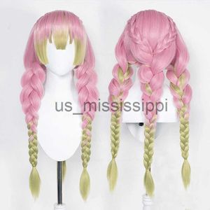 cosplay wigs mitsuri kanroji cosplay wig demon slayer kimetsu no yaiba long pink green hair مقاوم للحرارة الأصلية cosplay wigs cap x0901