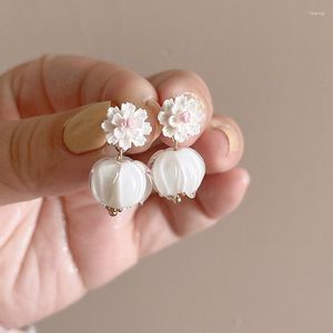 Dangle Earrings 2023 Korean Senior Flowers Fine Drop Fashion Versatile Fresh Sweet Women Jewelry Girl's Accessories