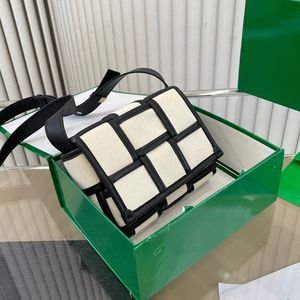 Woven Canvas Designer Bag Mini Tofu Bag Braided Crossbody Bag Women Shoulder Bag Handbag Flap Purse Leather Wide Strap Edging Detachable Inner Pouch Fashion Letter