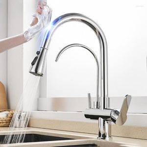 Kitchen Faucets Chrome Sensor Touch Filter Solid Brass Cold Pull Out Sink Mixer Tap Smart Taps